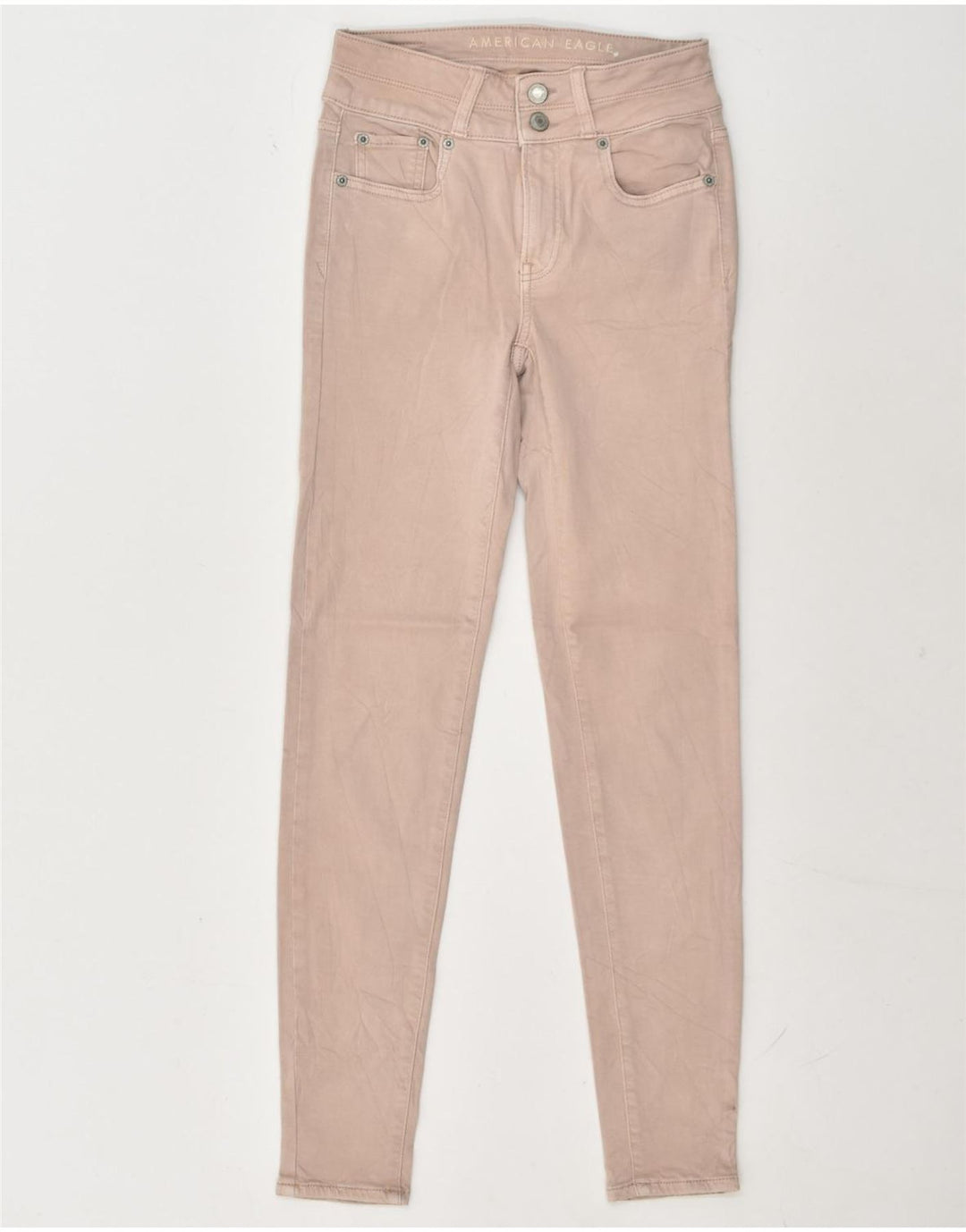 AMERICAN EAGLE Womens Skinny Casual Trousers UK 4 Small W26 L28 Beige | Vintage American Eagle | Thrift | Second-Hand American Eagle | Used Clothing | Messina Hembry 