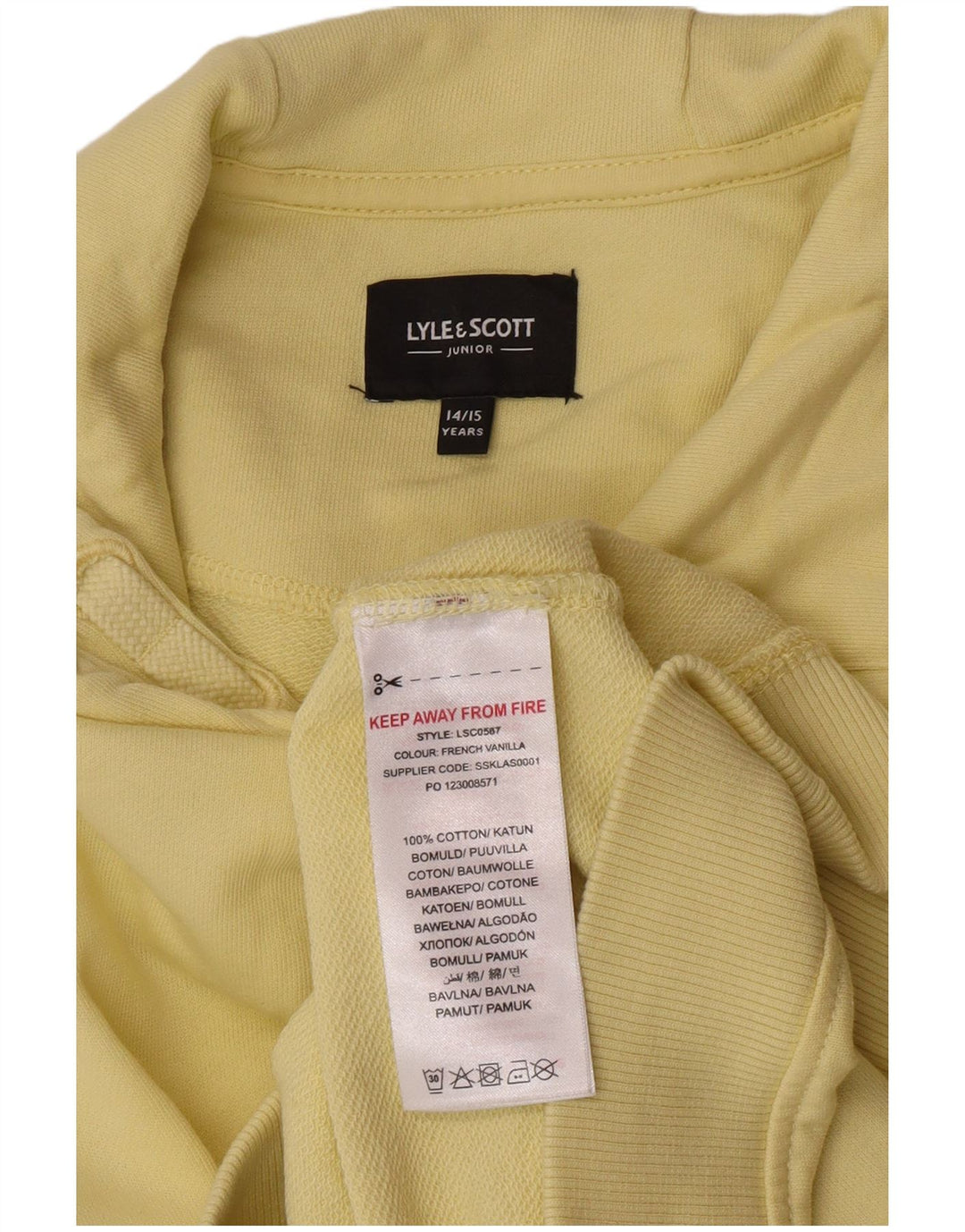 Джемпер с капюшоном Lyle & Scott для мальчиков 14-15 лет, желтый хлопок