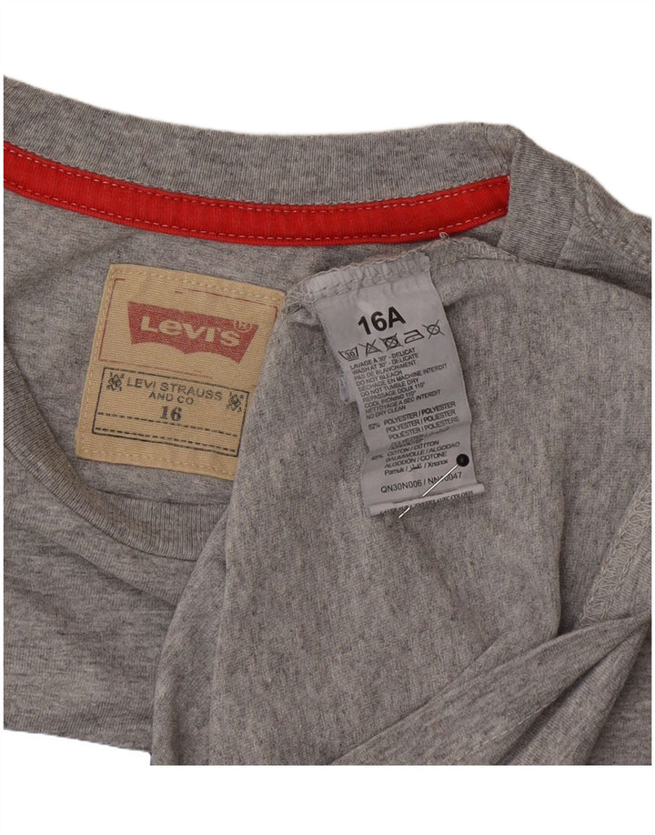 Футболка с рисунком Levi's для мальчиков, топ 15-16 лет, серый полиэстер