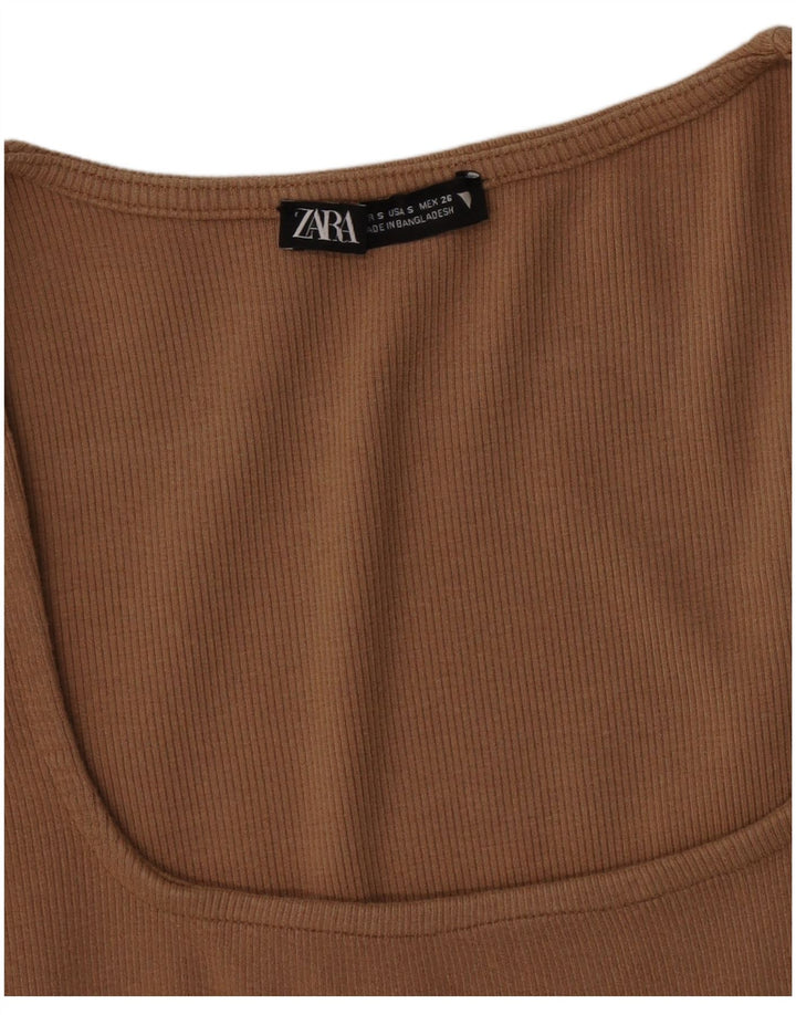 Женское облегающее платье Zara UK 8, маленькое коричневое