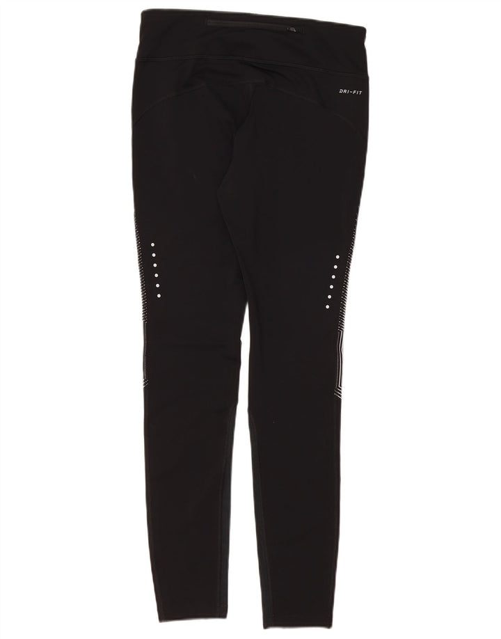 Женские леггинсы NIKE Dri Fit UK 10, маленькие черные полиэстер в тонкую полоску