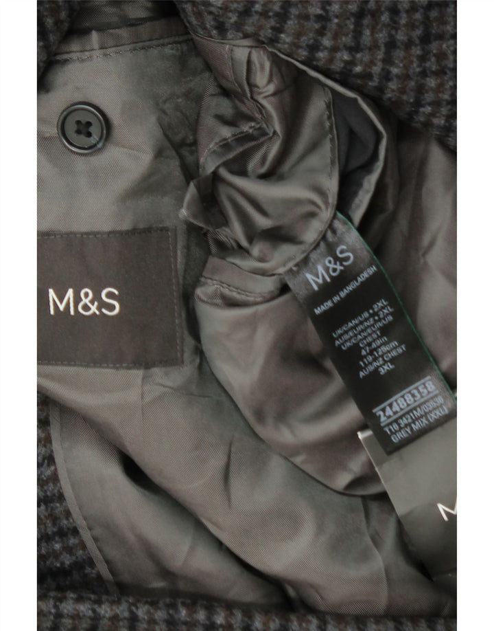 Мужское пальто Marks & Spencer UK 44 2XL серое шерстяное с узором «гусиные лапки»