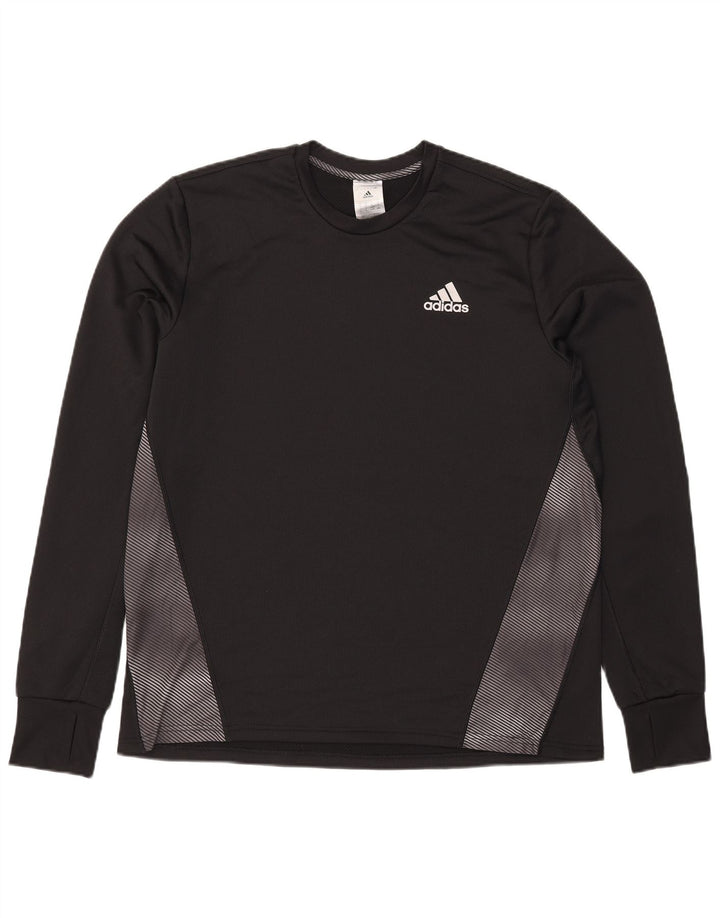 Мужской топ Adidas Aeroready с длинным рукавом, большой черный полиэстер с цветными блоками