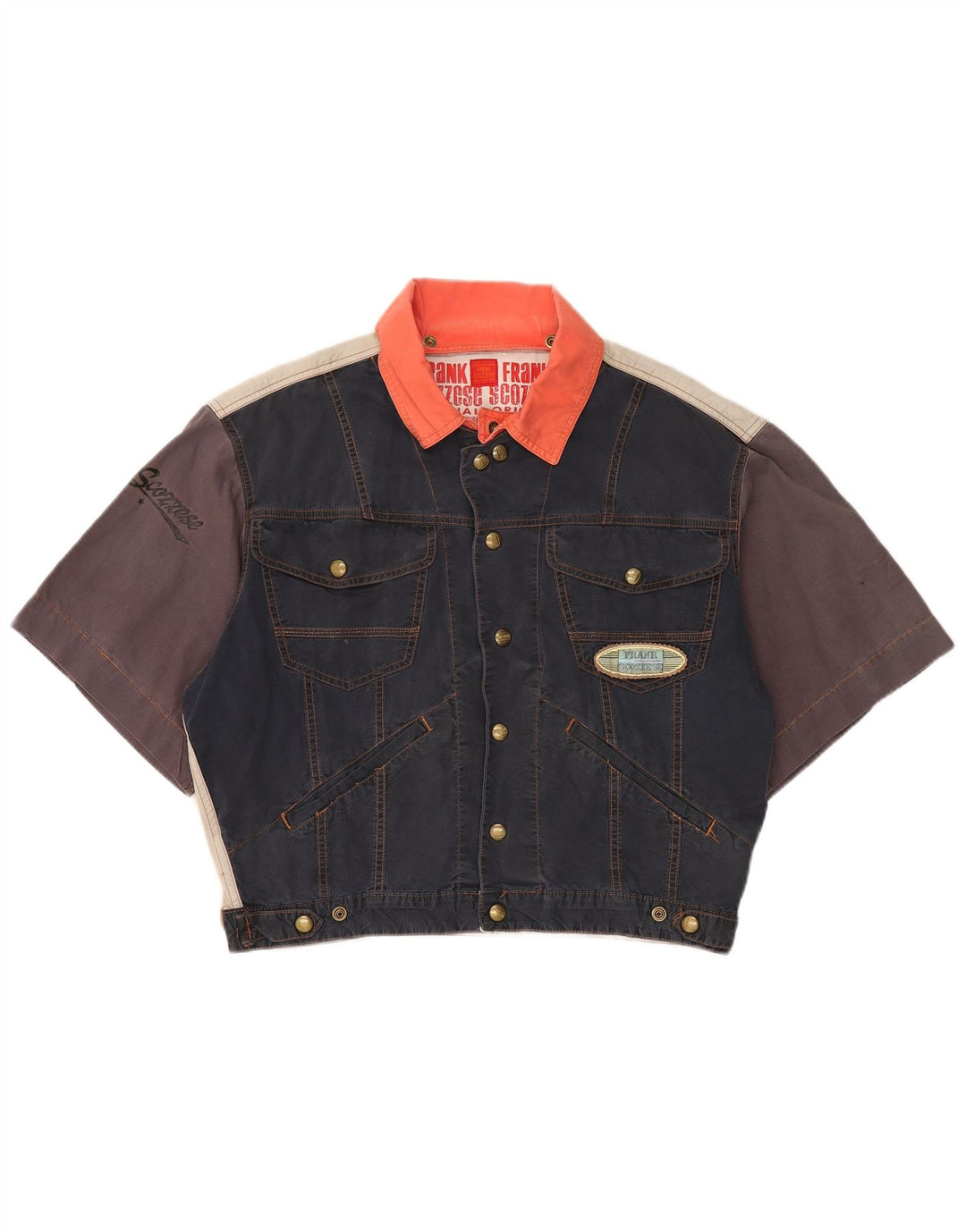 Frank Scozzese Мужская джинсовая куртка оверсайз UK 38 Medium Navy Blue