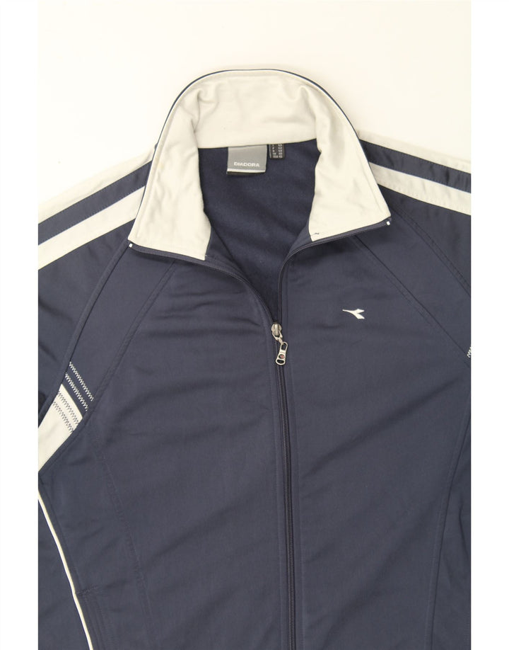 DIADORA Mens Tracksuit Top Jacket UK 40 Medium Navy Blue Colourblock Vintage Diadora and Second-Hand Diadora from Messina Hembry 