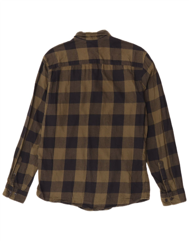 Мужская фланелевая рубашка Jack & Jones среднего цвета, хаки, хлопок в мелкую клетку