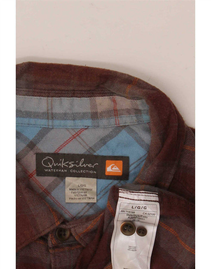 Мужская фланелевая рубашка Quiksilver, хлопковая большая коричневая клетка
