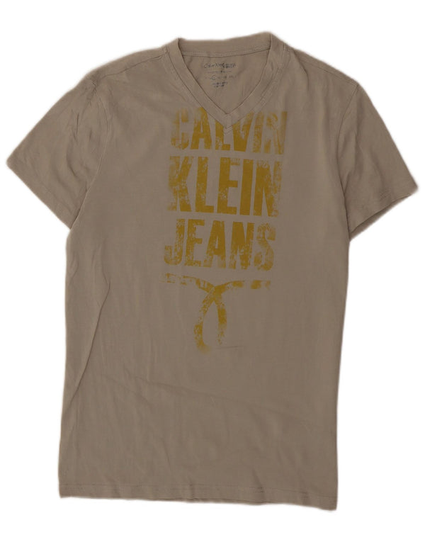 Calvin Klein Jeans Mens Graphic T-Shirt Top Large Grey Cotton