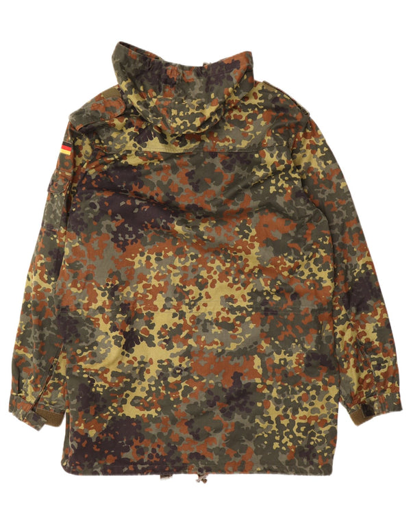 VINTAGE Mens Hooded Military Jacket UK 42 XL Khaki Camouflage Cotton Army