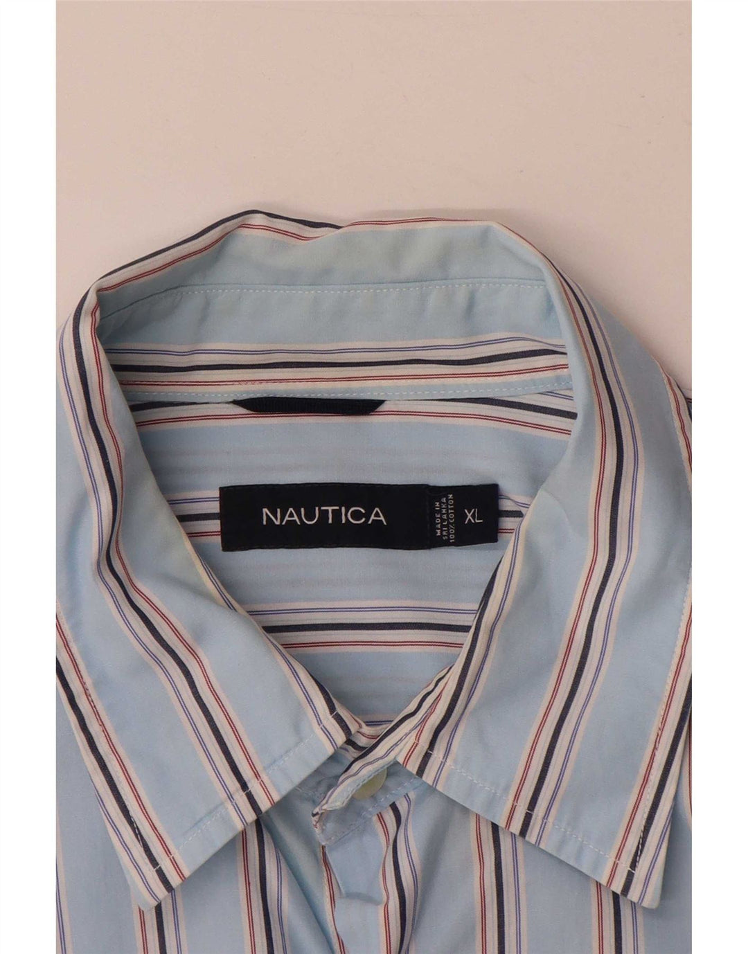 Мужская рубашка Nautica XL из хлопка в синюю полоску