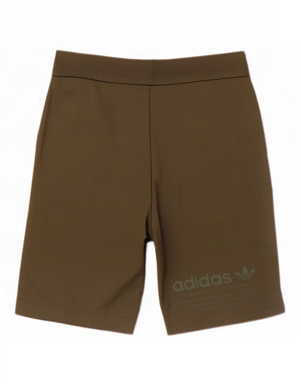 Женские шорты-бермуды Adidas с высокой талией и рисунком US 2 2XS W26, зеленый хлопок