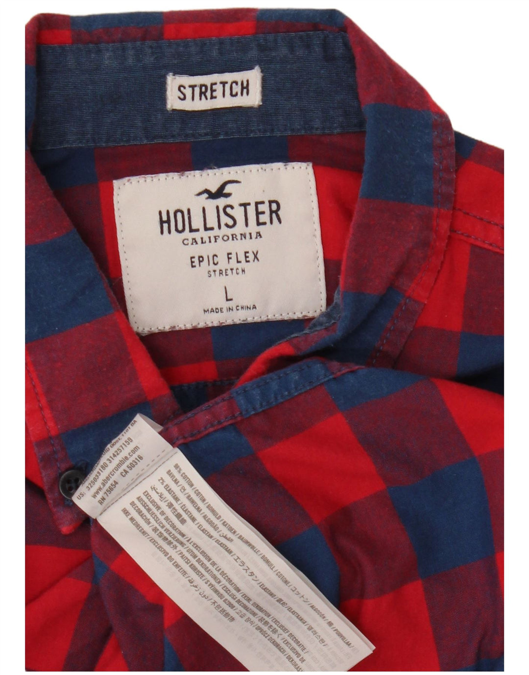 HOLLISTER Мужская рубашка в крупную красную клетку из хлопка