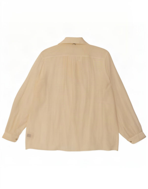 Винтажная женская блузка-рубашка оверсайз, Великобритания, 20, 2XL, белый шелк