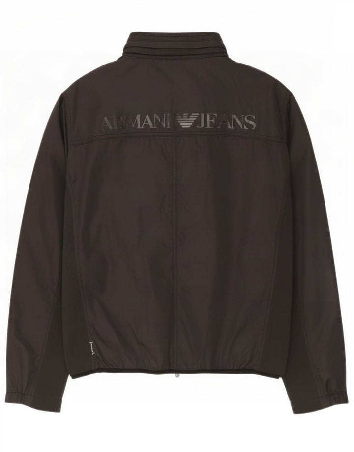 Armani Jeans Мужская спортивная куртка с графическим рисунком, большая черная полиамидная куртка