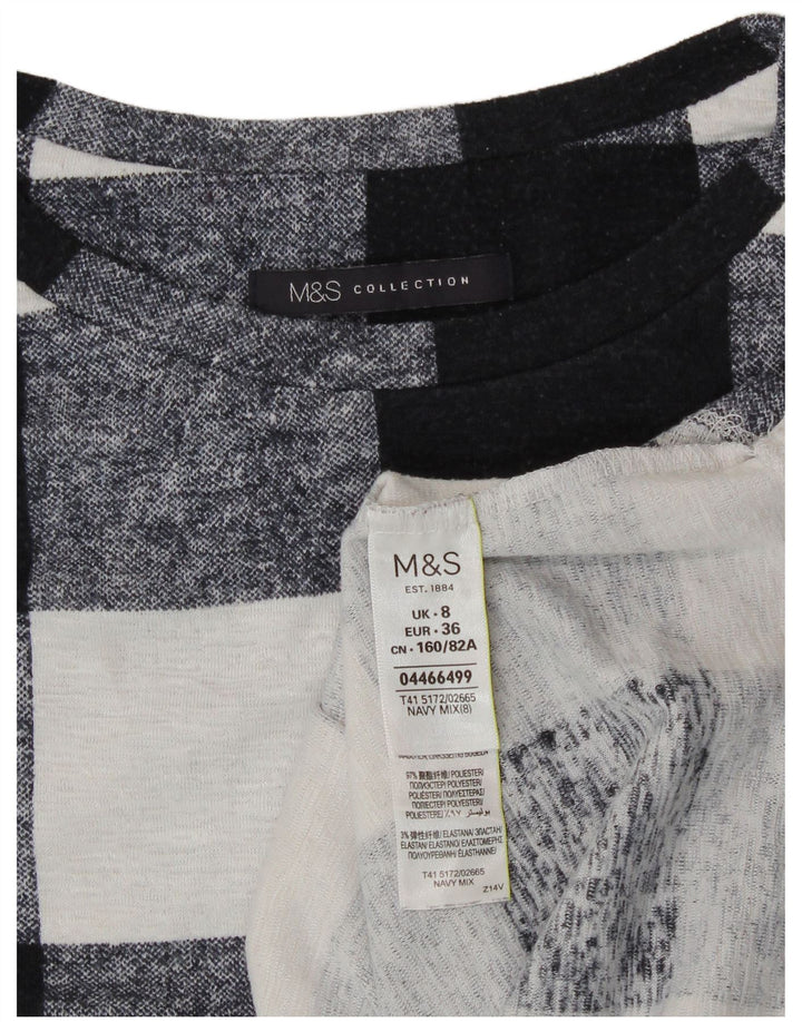 Женский топ Marks & Spencer с длинным рукавом, Великобритания, 8, маленький, темно-синий, полиэстер