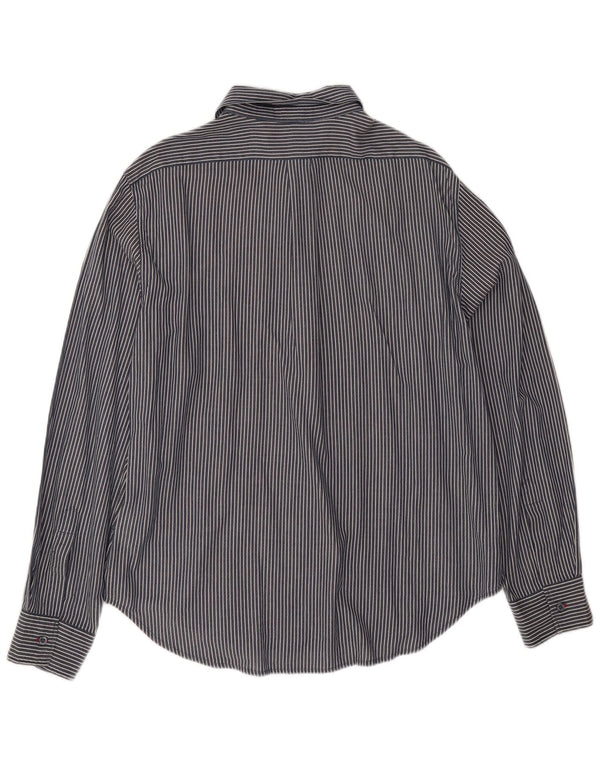 Мужская рубашка Armani Jeans 3XL темно-синяя в тонкую полоску, хлопок