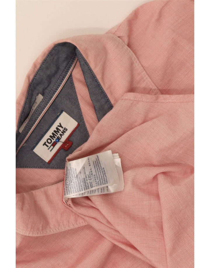 Tommy Hilfiger Мужская рубашка стандартного кроя из хлопка среднего красного цвета в тонкую полоску