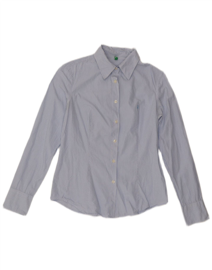 Рубашка женская Benetton UK 12, средний синий в полоску