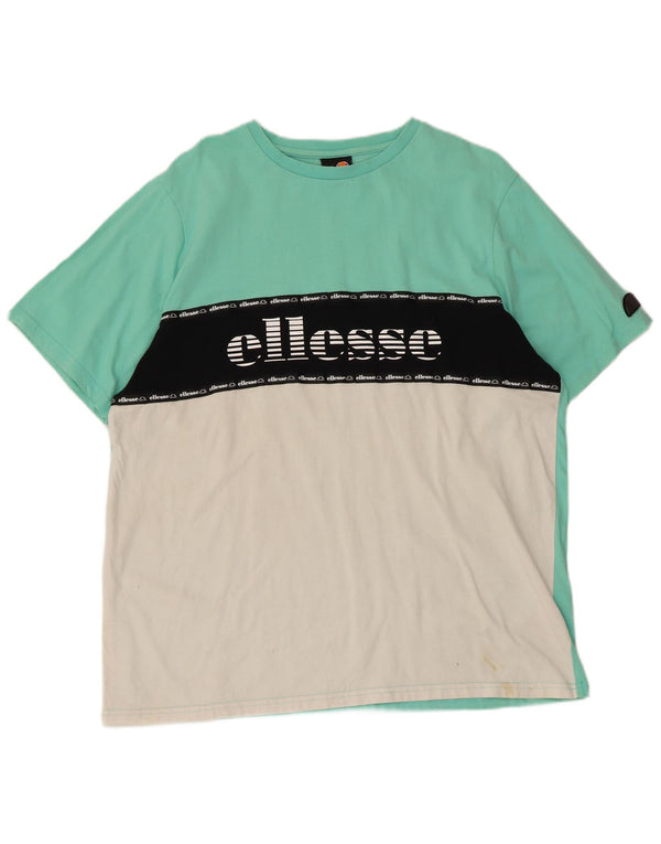 Мужская футболка Ellesse с рисунком, 2XL, бирюзовый, хлопок с цветными блоками