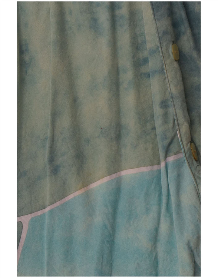 VINTAGE Мужская рубашка с абстрактным узором XL, синяя вискоза