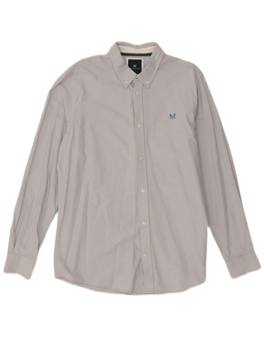 Crew Clothing Мужская приталенная рубашка из хлопка среднего синего цвета