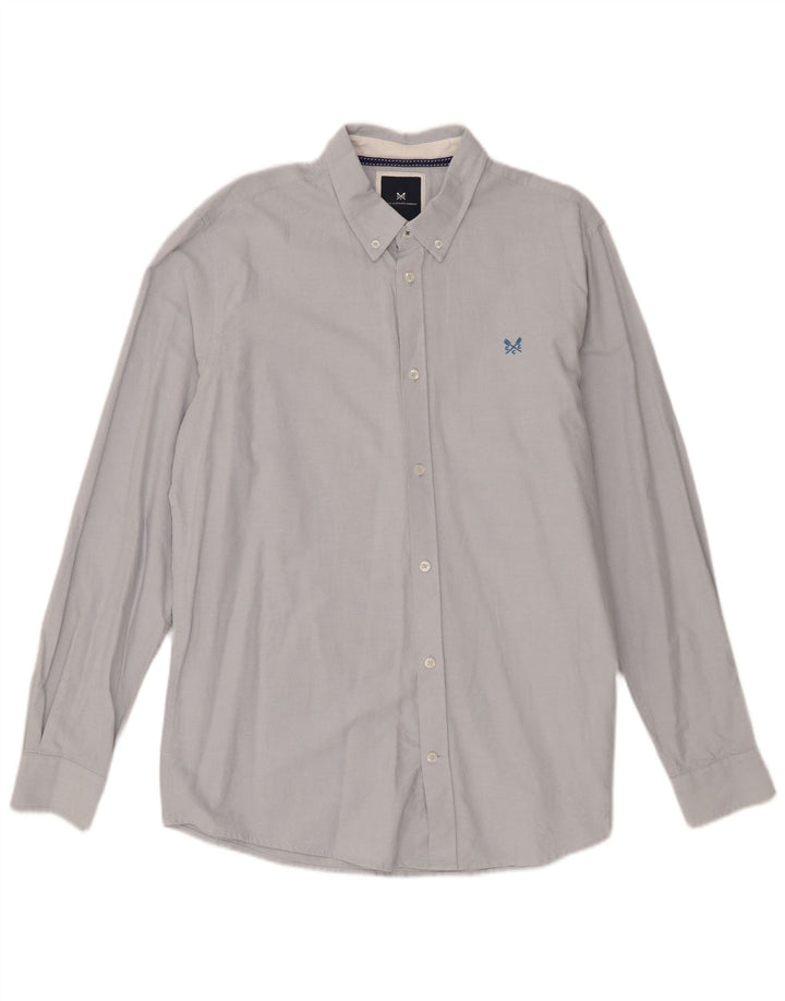 Crew Clothing Мужская приталенная рубашка из хлопка среднего синего цвета