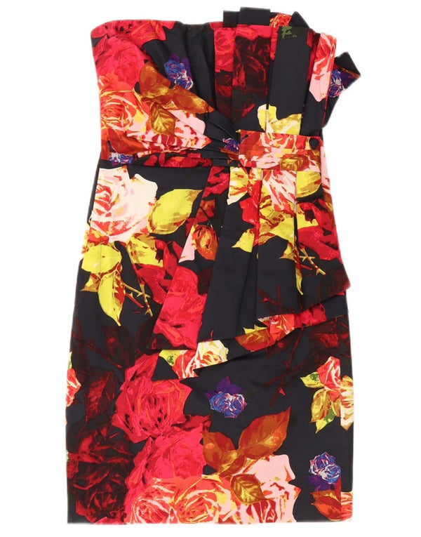 TED BAKER Womens Strapless Dress Size 1 XS Navy Blue Floral Cotton