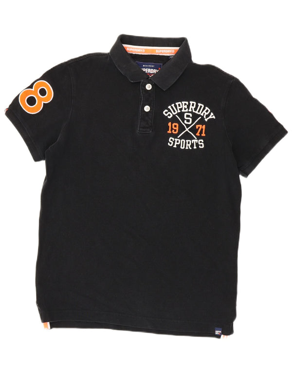 Мужская рубашка-поло для регби Superdry, большая черная, хлопковая