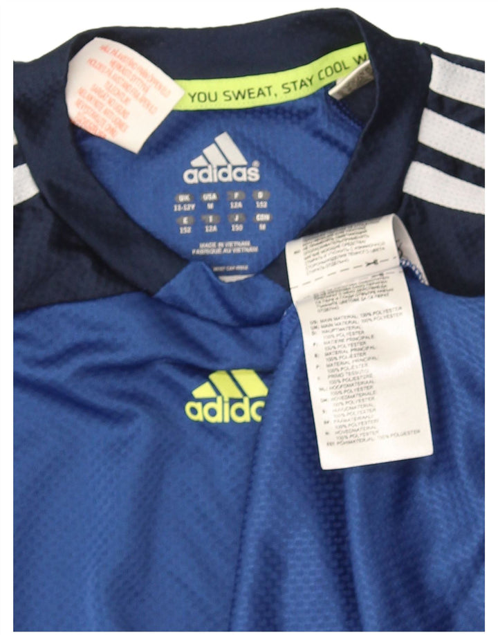 Футболка Adidas для мальчиков, топ 11–12 лет, синяя, полиэстер с цветными блоками