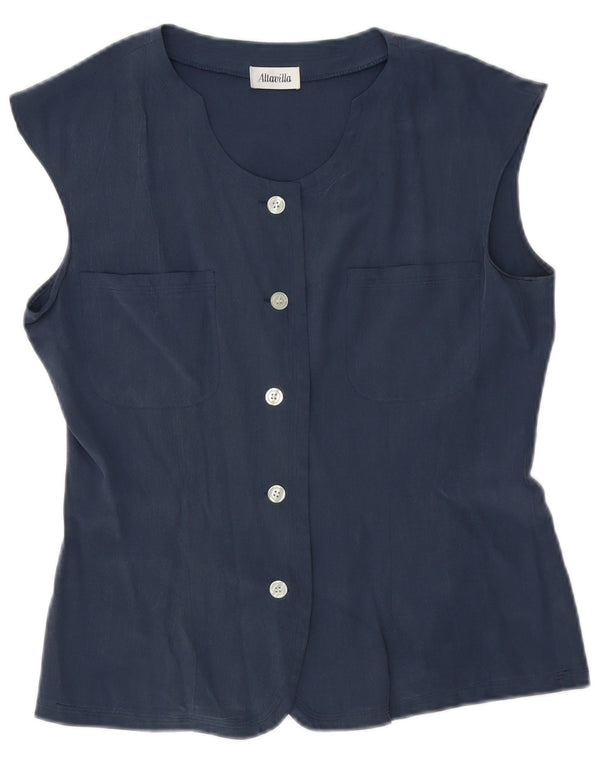Женская блузка-рубашка без рукавов Altavilla UK 10, маленькая, темно-синяя, шелковая