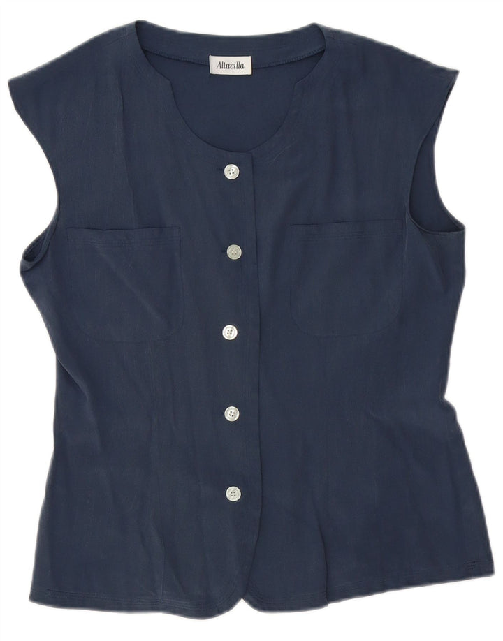Женская блузка-рубашка без рукавов Altavilla UK 10, маленькая, темно-синяя, шелковая