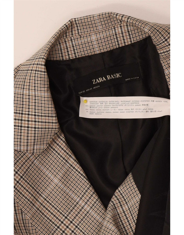 Женский двубортный пиджак большого размера Zara UK 6 XS, серый в клетку