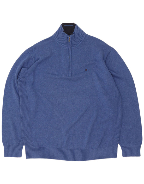 Tommy Hilfiger Мужской свитер с воротником на молнии 2XL Синий Хлопок