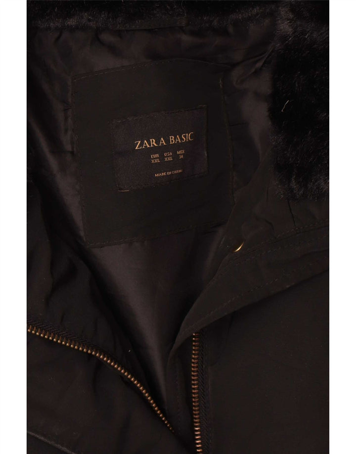Женская укороченная стеганая куртка Zara UK 20 2XL, черный полиэстер
