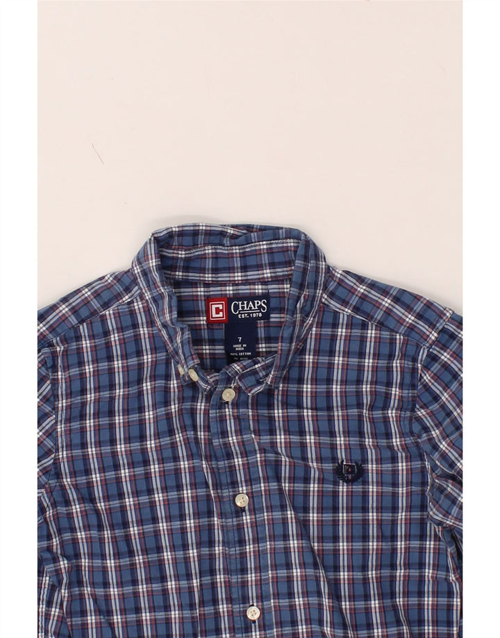 CHAPS Boys Shirt 6-7 Years Navy Blue Check Cotton Vintage Chaps and Second-Hand Chaps from Messina Hembry 