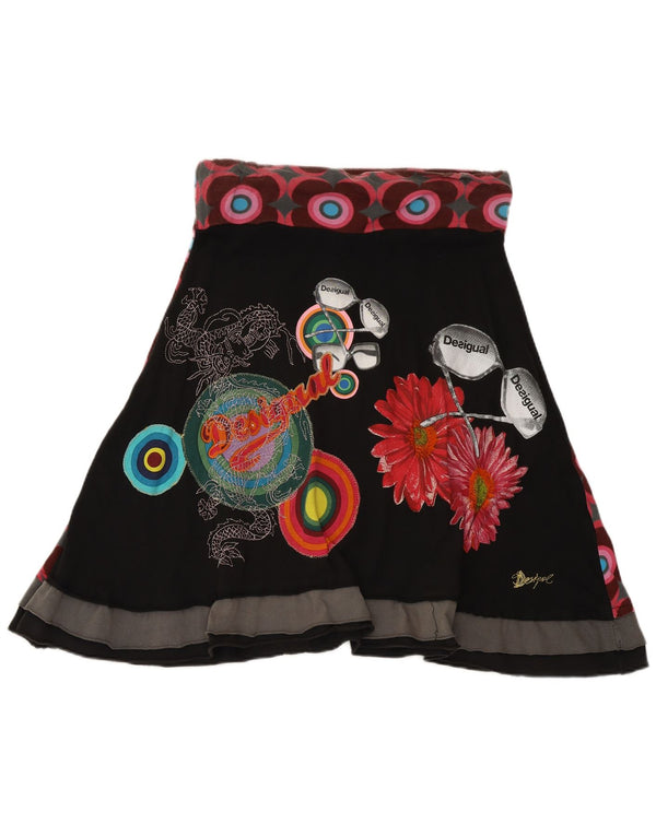 Женская юбка трапециевидного силуэта с рисунком Desigual, средний размер W30, черный хлопок с геометрическим узором