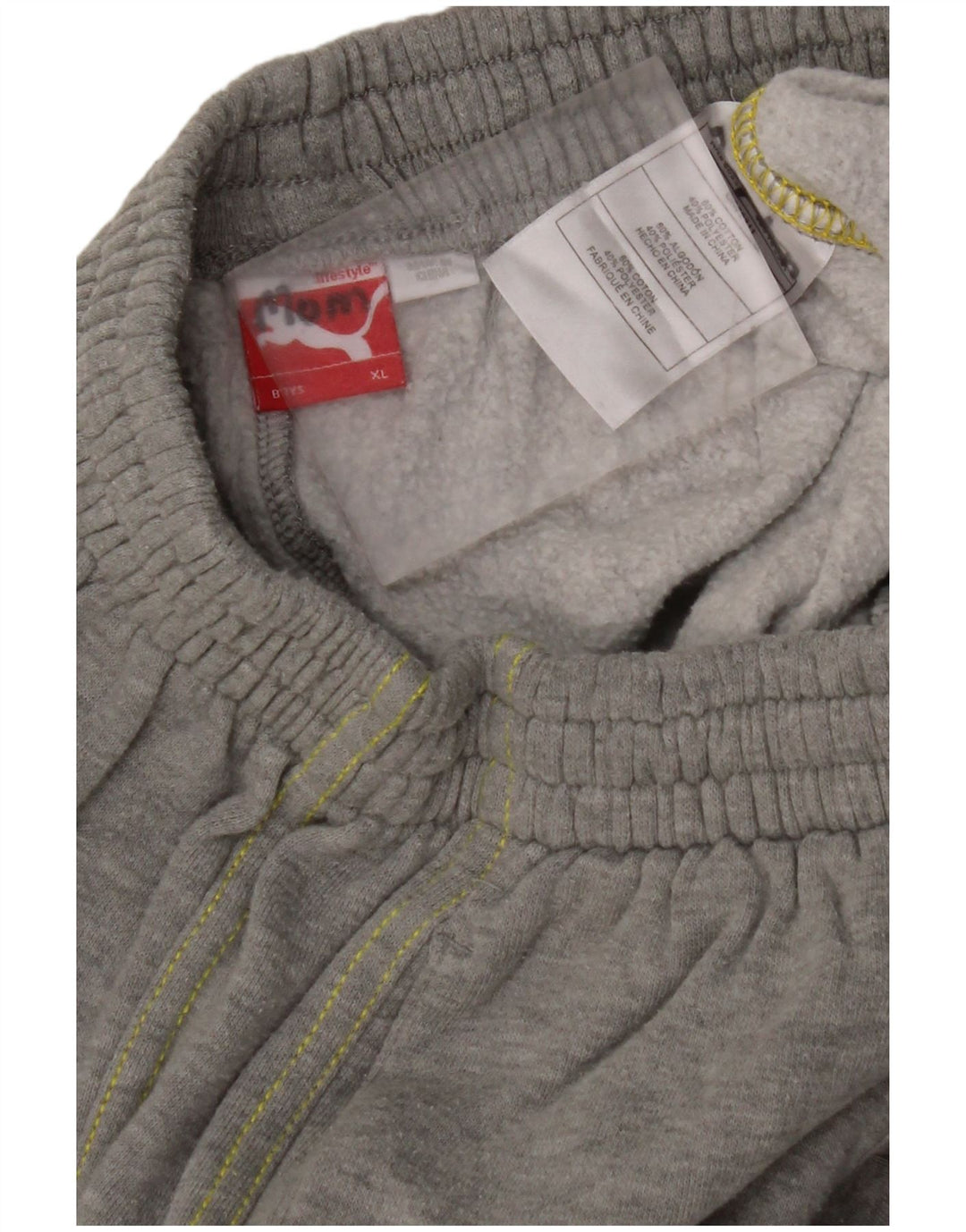 PUMA Спортивные брюки с графическим рисунком для мальчиков 13-14 лет, серый хлопок