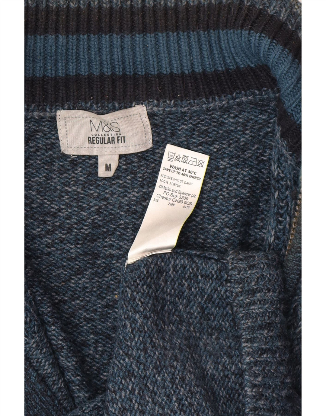 Мужской кардиган стандартного кроя Marks & Spencer, средний синий акрил