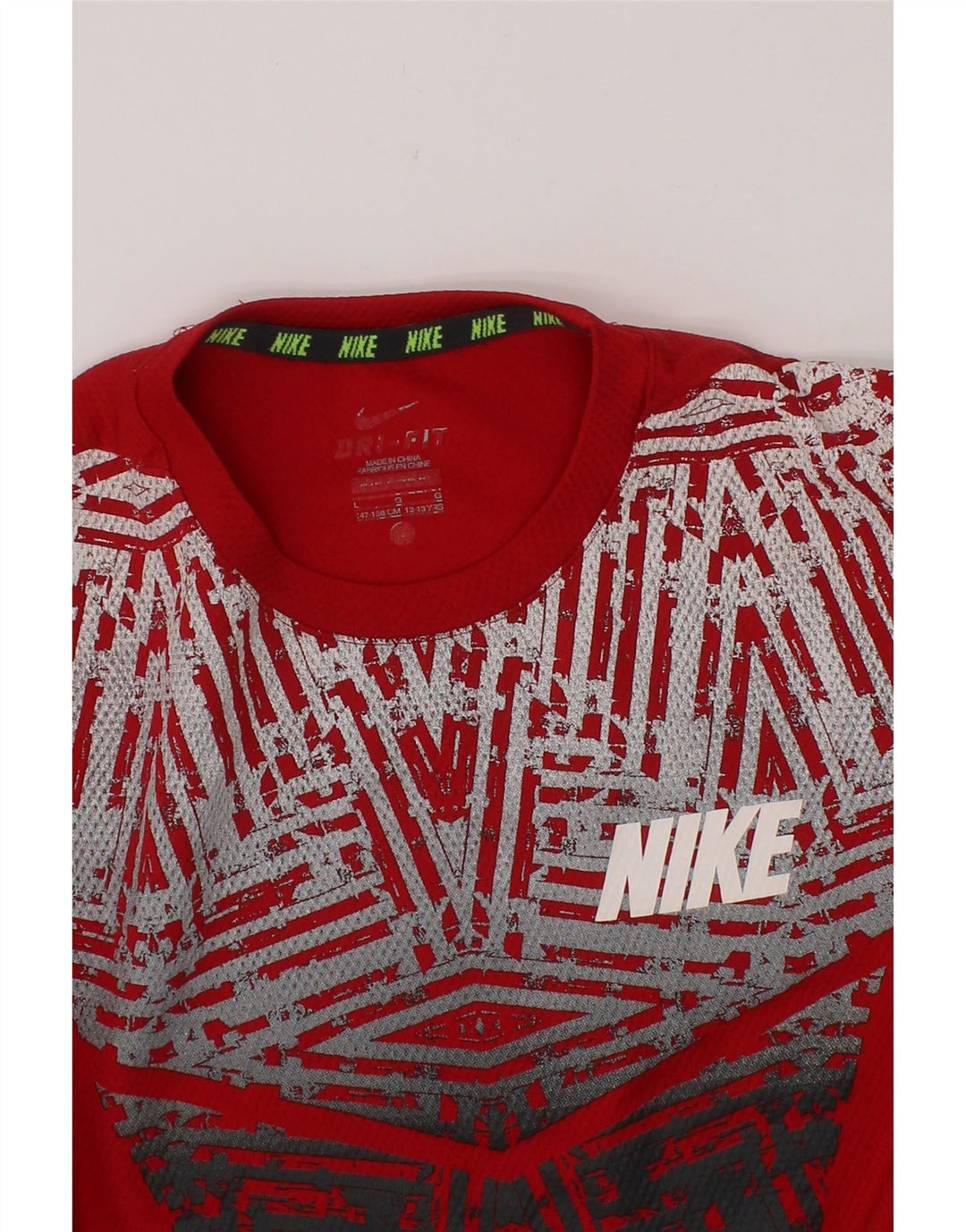 NIKE Boys Graphic Vest Top 12-13 Years Large  Red Geometric Vintage Nike and Second-Hand Nike from Messina Hembry 
