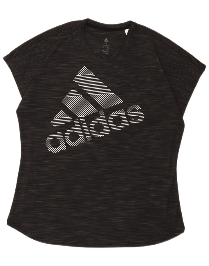 Женская футболка Adidas с рисунком Top UK 20/22 XL, черный полиэстер с крапинками