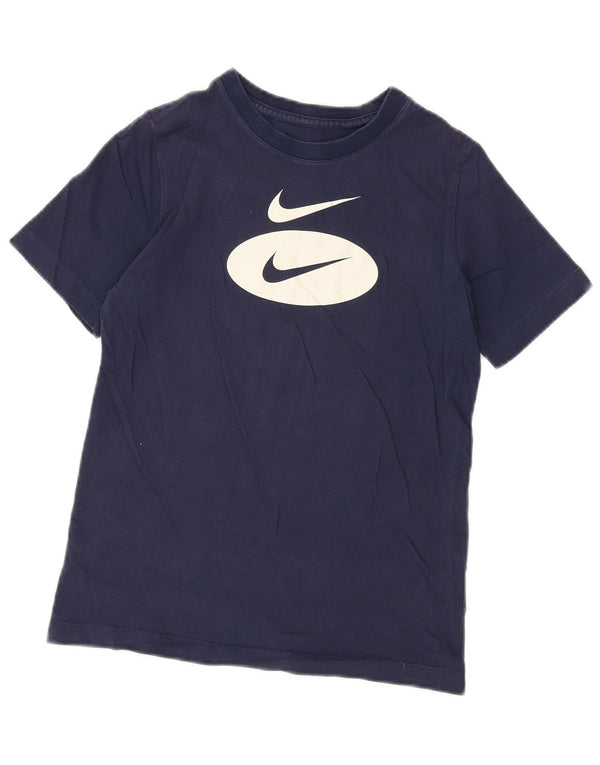 Футболка с рисунком Nike для мальчиков, топ 10–11 лет, средний темно-синий, хлопок