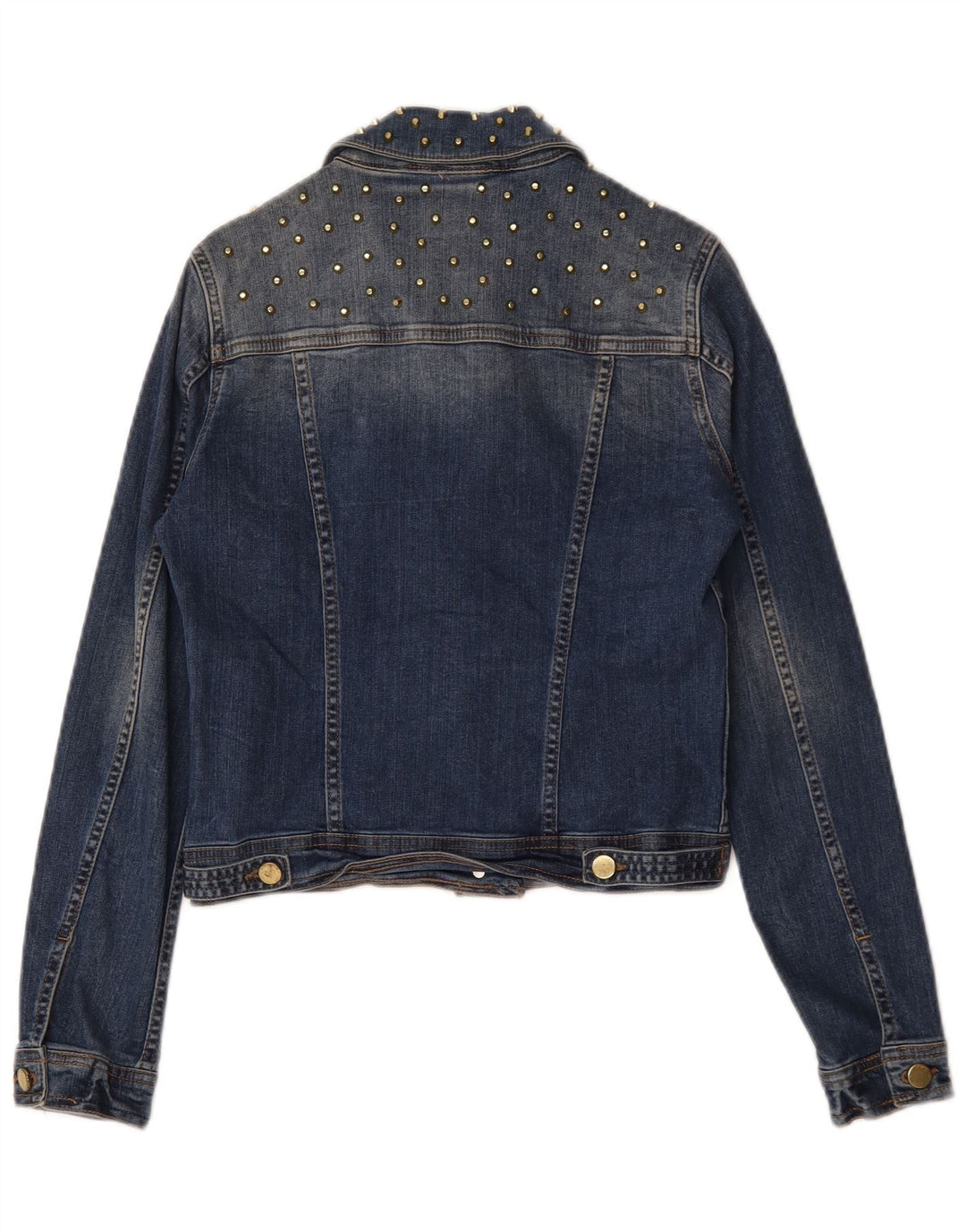 Женская укороченная джинсовая куртка Zara UK 10, маленькая синяя, хлопок