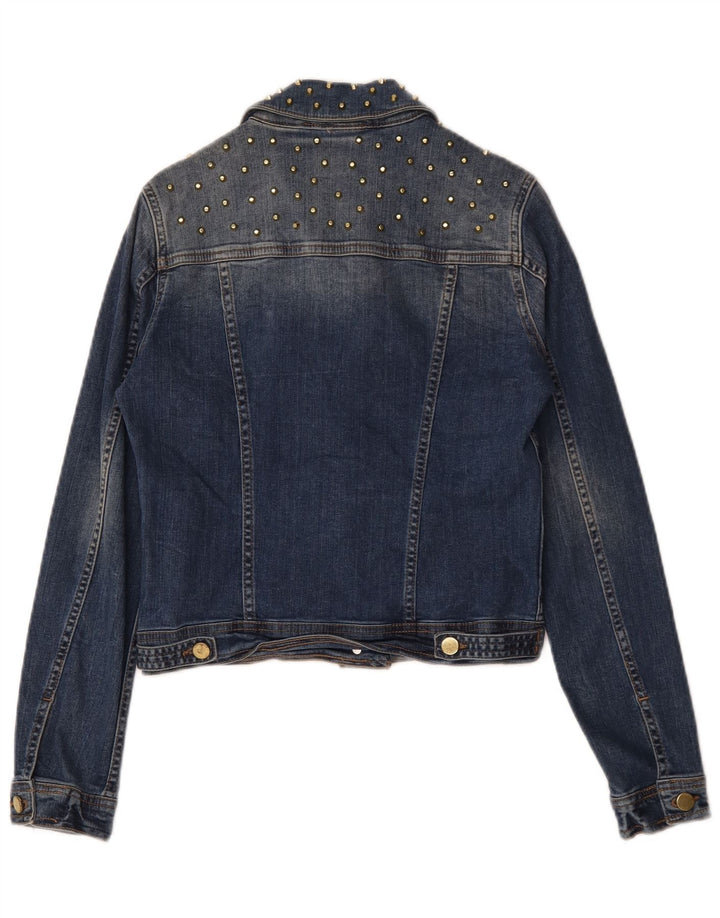 Женская укороченная джинсовая куртка Zara UK 10, маленькая синяя, хлопок
