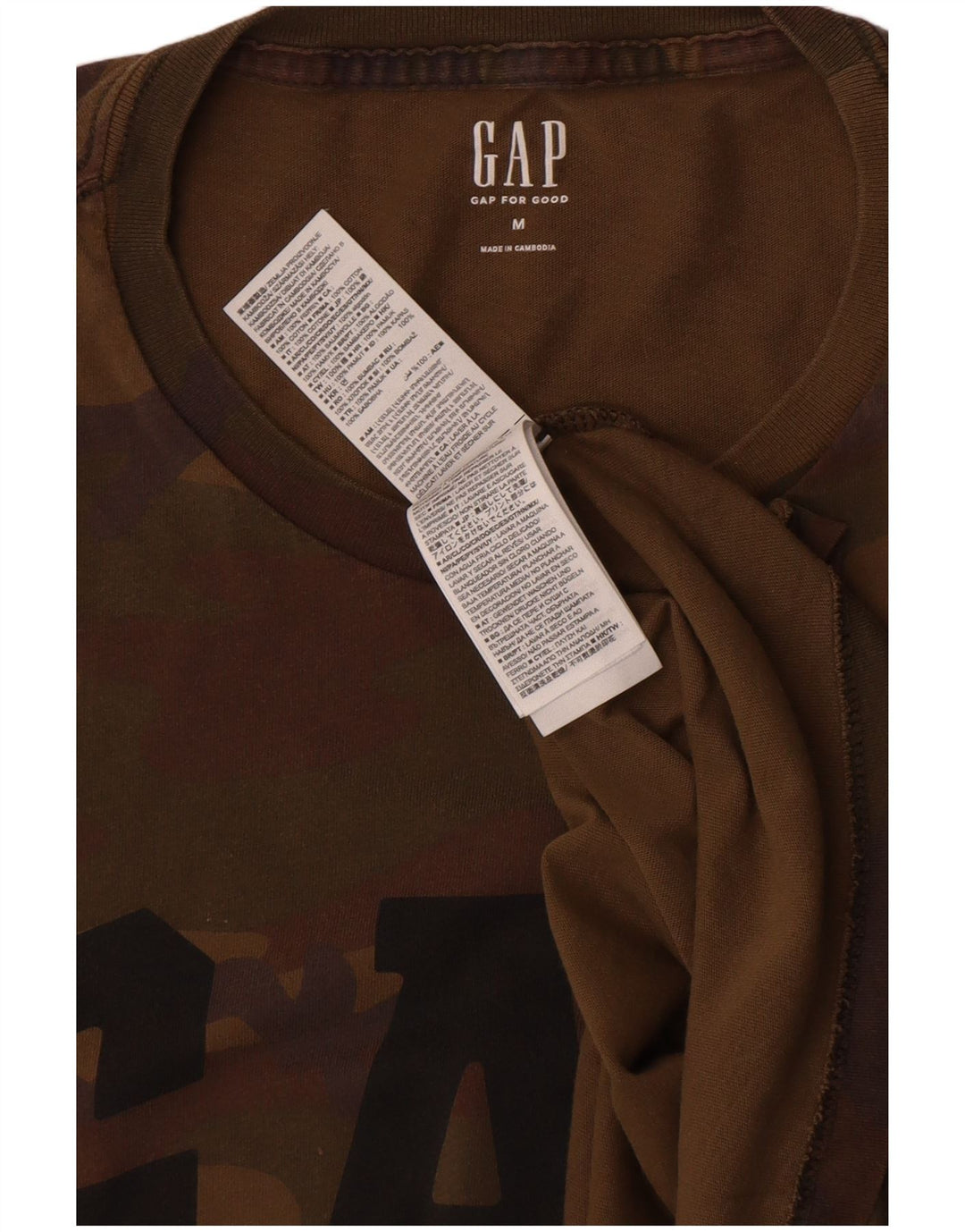 Мужская футболка Gap с рисунком, хлопковый топ среднего коричневого цвета с камуфляжным принтом