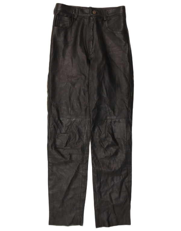 Винтажные мужские прямые кожаные брюки W28 L31, черные кожаные