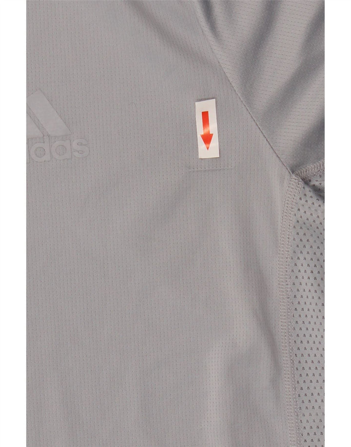 ADIDAS Мужская футболка из полиэстера среднего серого цвета