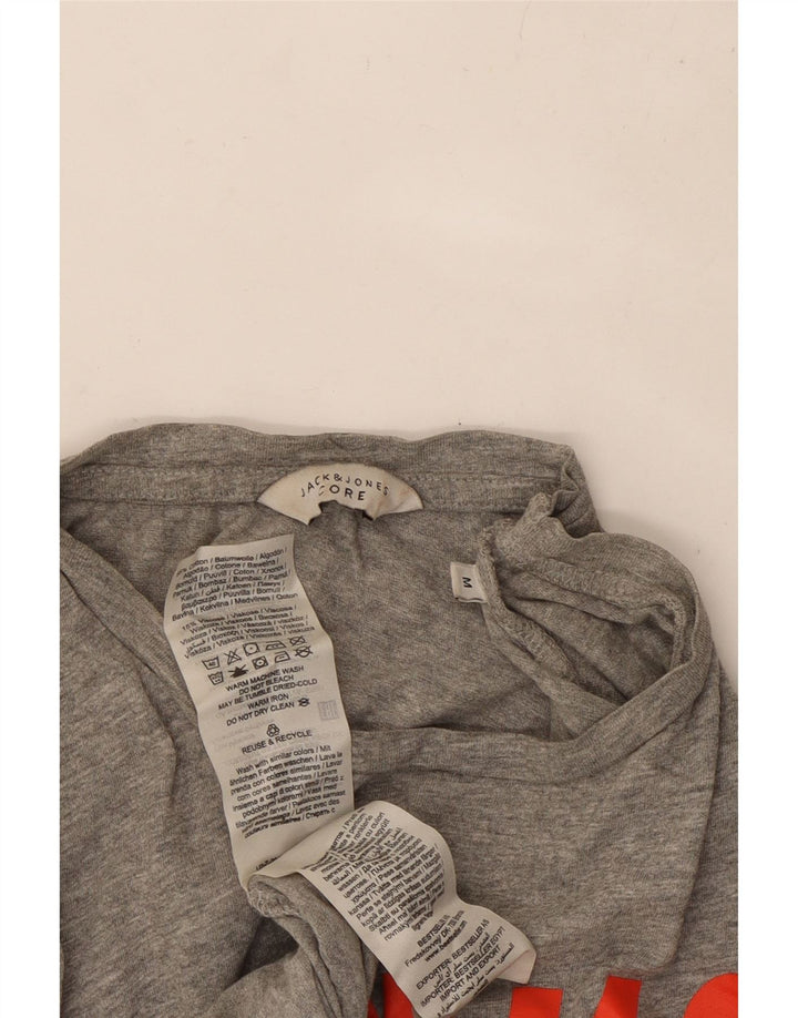 Мужская футболка с рисунком JACK & JONES, хлопковый топ среднего серого цвета