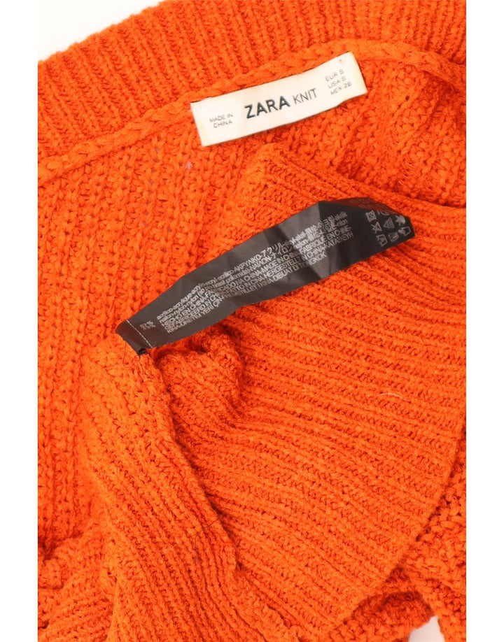 Женский свободный джемпер на одно плечо Zara UK 10, маленький оранжевый цвет