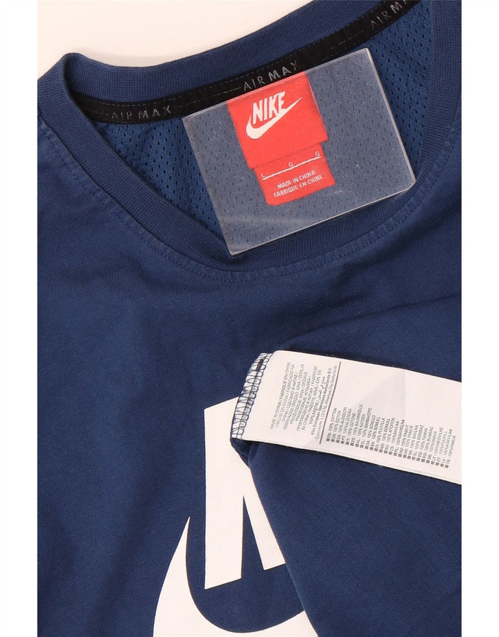 Мужская футболка с рисунком NIKE, большой синий хлопок