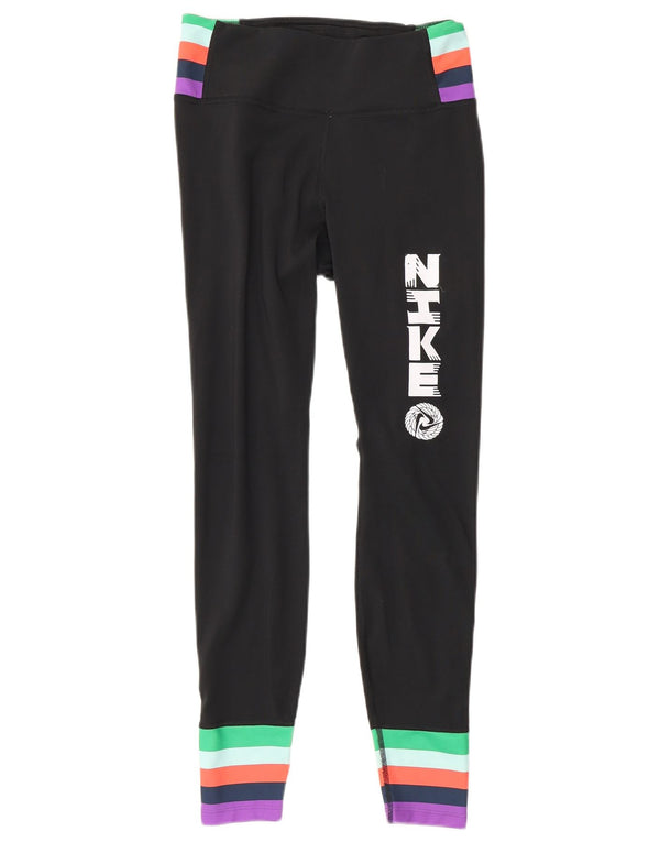 Женские леггинсы с рисунком Nike UK 6 XS, черные, полиэстер с цветными блоками